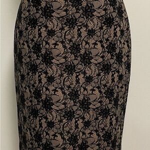Talbots Tan Black Lace Overlay Pencil Skirt-8